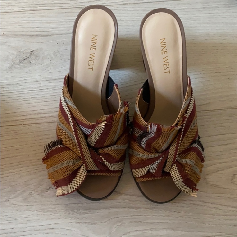 Nine West Byron Fabric Block Heel Mules | Size 6.5